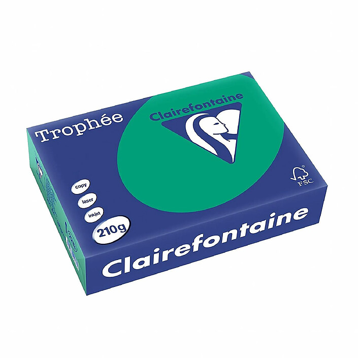 CLAIREFONTAINE Ramette 250 Feuilles Papier 210g A4 210x297 mm Certifié FSC vert sapin x 4