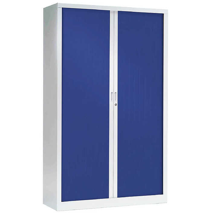 VINCO Armoire Monobloc FUN H198xL120xP43 cm 4 Tablettes Blanc Rideaux Bleu