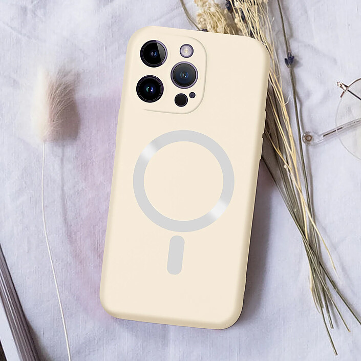 Avizar Coque pour iPhone 14 Pro Compatible Magsafe Semi Rigide Soft-Touch blanc pas cher