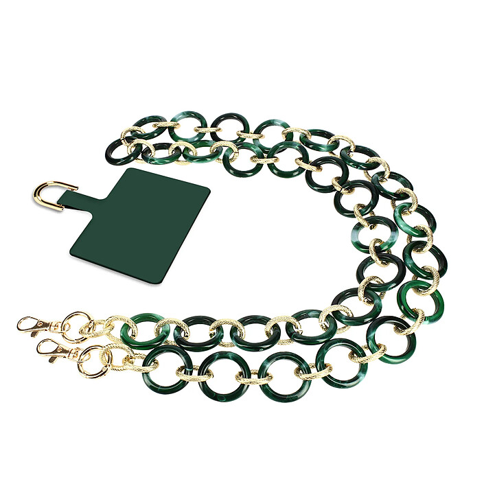 moxie Bijou Téléphone Chaîne Grosse Maille 120cm Moxie Série Athena Vert et doré