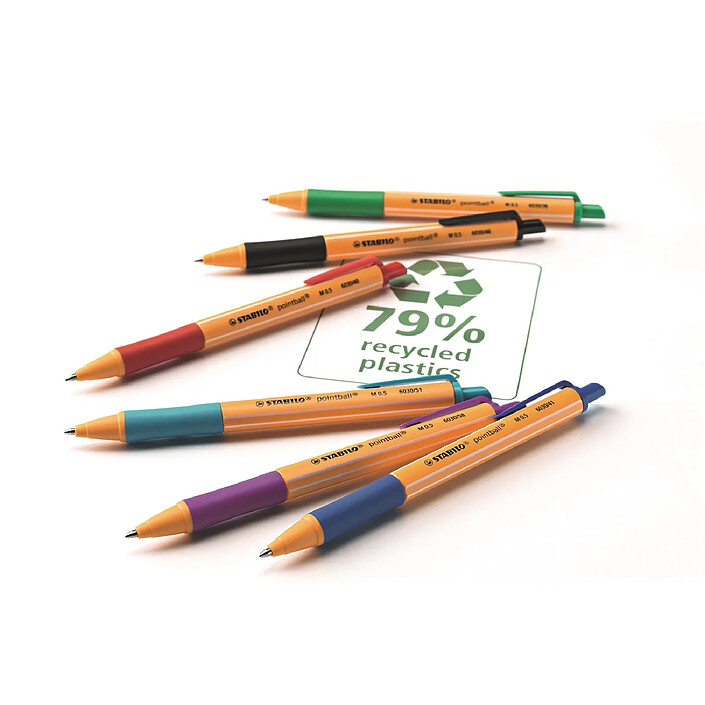 Avis STABILO Stylo à bille rétractable Pointball pointe moyenne lilas x 10