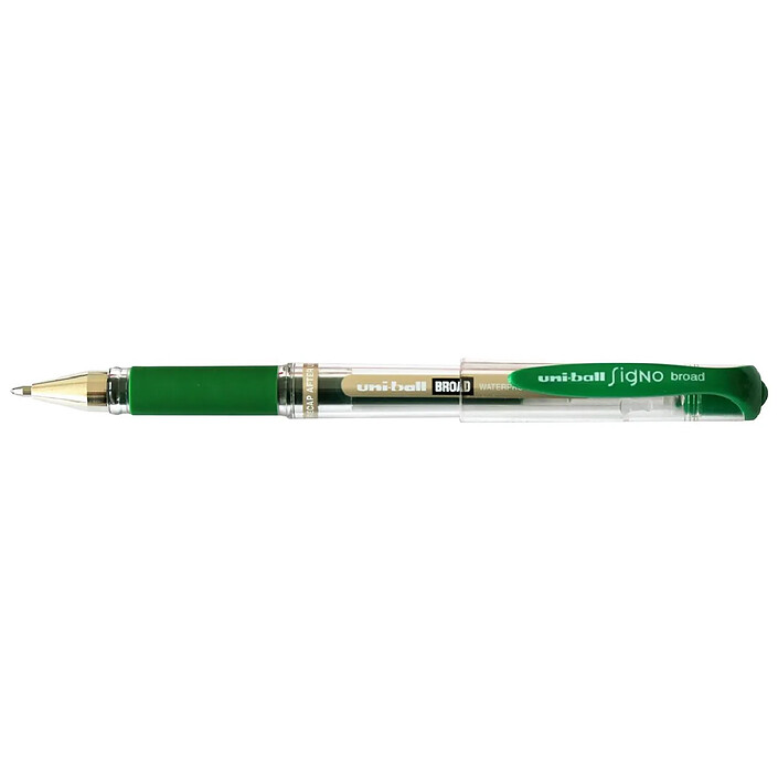 UNI-BALL Roller encre gel Signo Broad UM153C grip pointe large 1mm vert x 12