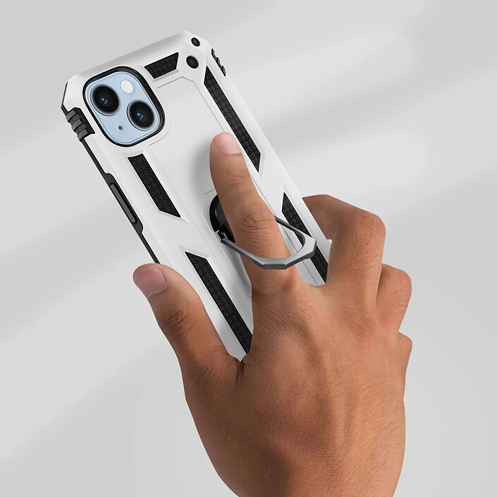 Avis Avizar Coque pour iPhone 14 Hybride Antichoc Bague de maintien Support Vidéo argent