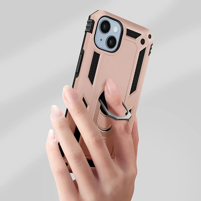 Avis Avizar Coque pour iPhone 14 Hybride Antichoc Bague de maintien Support Vidéo rose gold