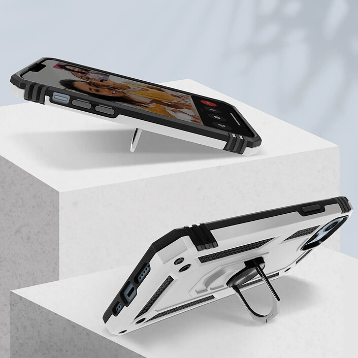 Acheter Avizar Coque pour iPhone 14 Hybride Antichoc Bague de maintien Support Vidéo argent