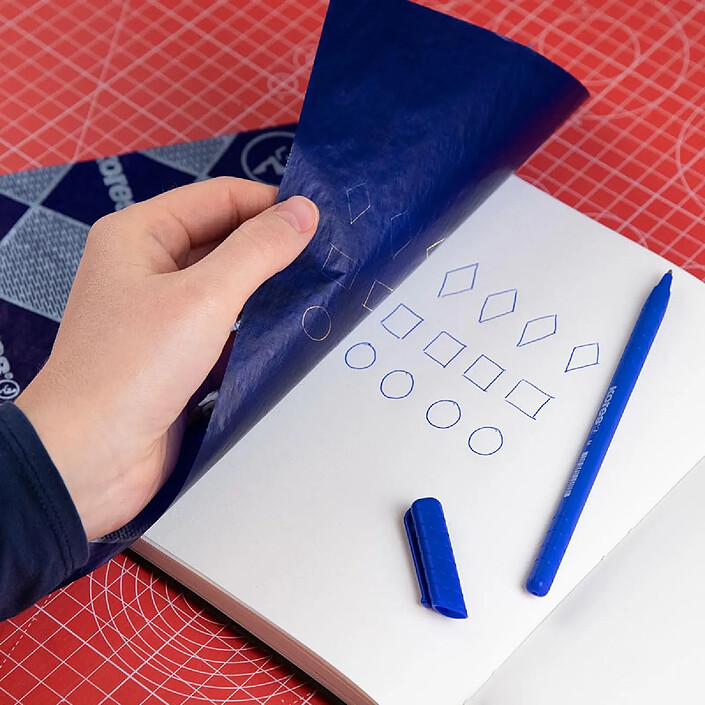 KORES Paquet de 10 feuilles papier carbone A4 écriture à la main bleu pas cher