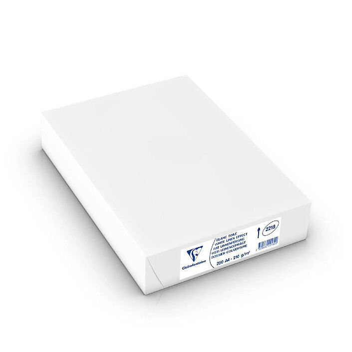 CLAIRALFA Ramette 250 Couverture Reliure 210g A4 210x297 mm Certifié PEFC - Blanc toilé x 4