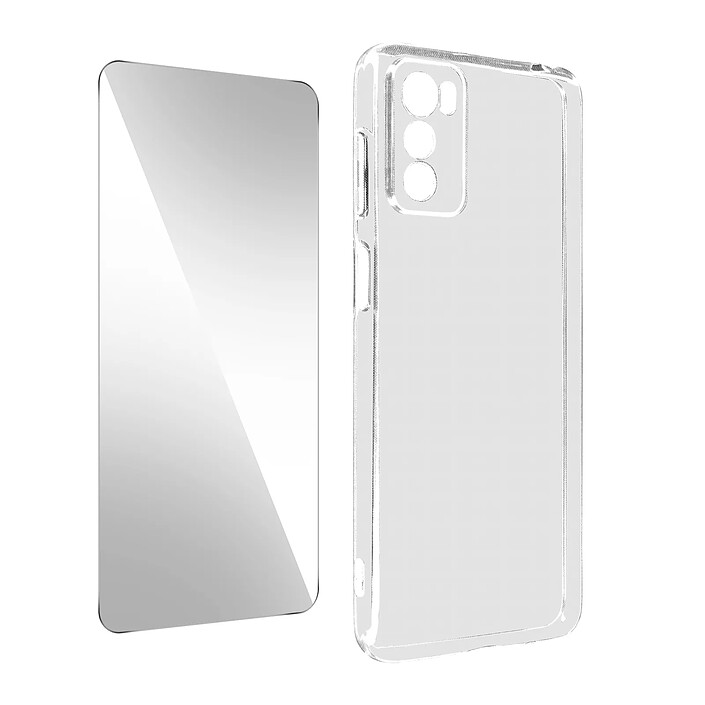 Avizar Coque pour Motorola Moto G42 Silicone avec Verre trempé Dureté 9H transparent