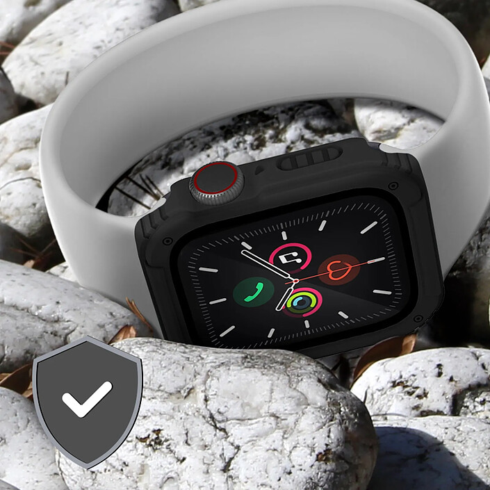 Avizar Protection Intégrale Verre Trempé pour Apple Watch Series 6 / 5 / 4 / SE 44mm Noir Noir pas cher