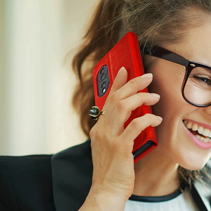 Acheter Avizar Housse pour Honor 70 Clapet Portefeuille Fonction Support Vidéo Rouge