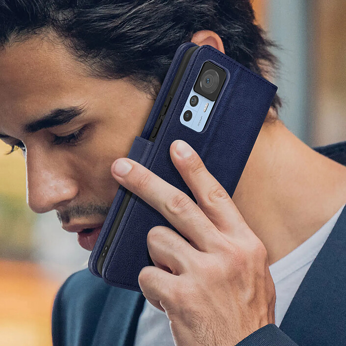 Acheter Avizar Housse pour Xiaomi 12T et 12T Pro Clapet Portefeuille Fonction Support Bleu Nuit