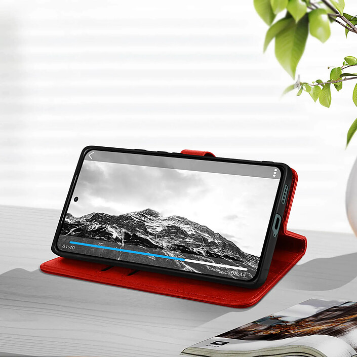 Avizar Housse pour Honor 70 Clapet Portefeuille Fonction Support Vidéo Rouge pas cher