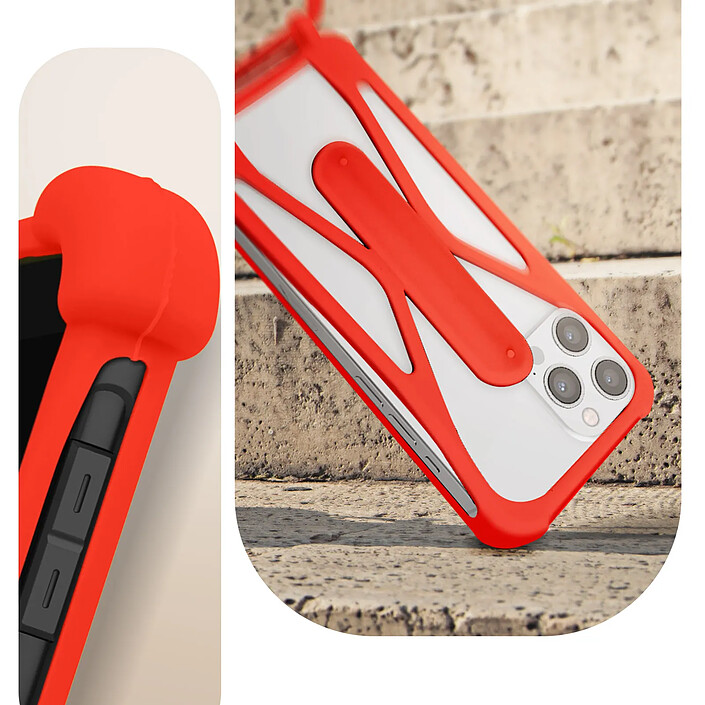 Avis Avizar Coque Cordon pour Smartphone Universel Silicone Coins bumper Béquille support