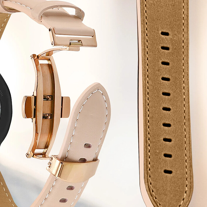 Acheter Avizar Bracelet pour Galaxy Watch 5 / 5 Pro / 4 Cuir véritable Boucle Papillon rose