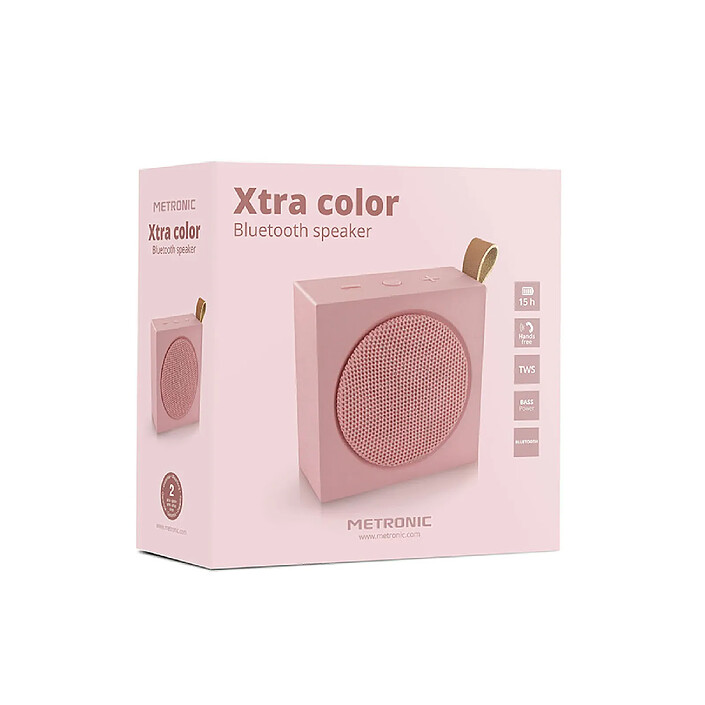 Metronic 477099 - Enceinte portable Xtra color bluetooth 3 W - rose pas cher