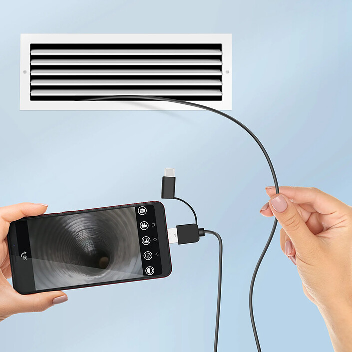 Avizar Endoscope Étanche IP67 Caméra Multi Ports USB-C Micro USB USB Longueur 10m Noir pas cher