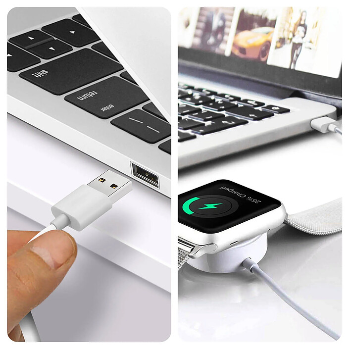 Avizar Câble Chargeur pour Apple Watch Charge Efficace et Sécurisée Longueur 1m Blanc pas cher