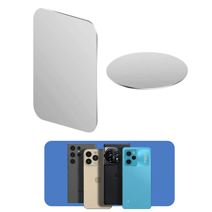 Avizar 2x Adaptateurs Plaques Métalliques Compatible Magnétique Fixation Adhésive Argent pas cher