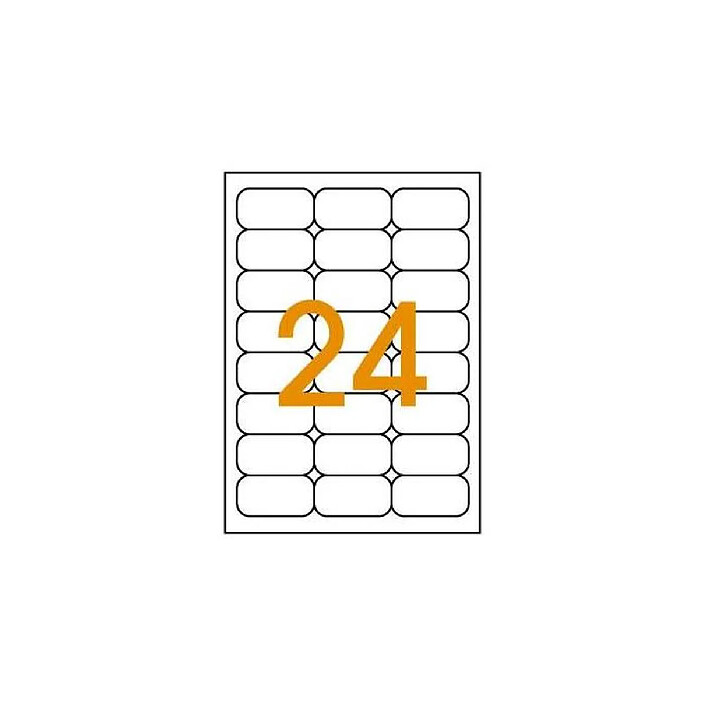 APLI Etui de 480 étiquettes 64x33,9 mm (24 x 20 Feuilles A4) Las / Cop Coin Rond FLUO Orange