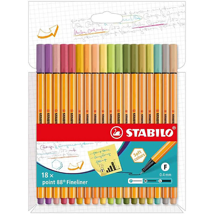 STABILO Feutre à pointe fine point 88, étui carton de 18