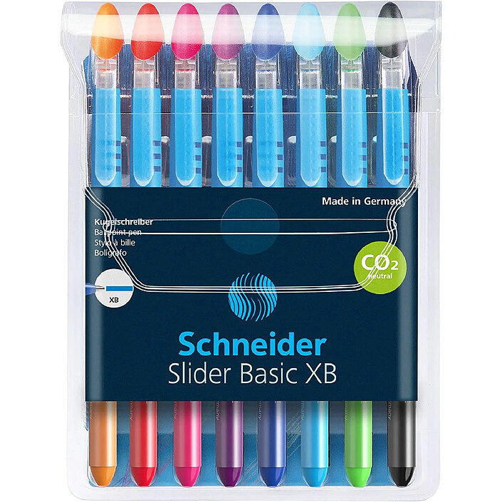 SCHNEIDER Stylo à bille Slider Basic Pointe Extra Large Colours Pochette 8