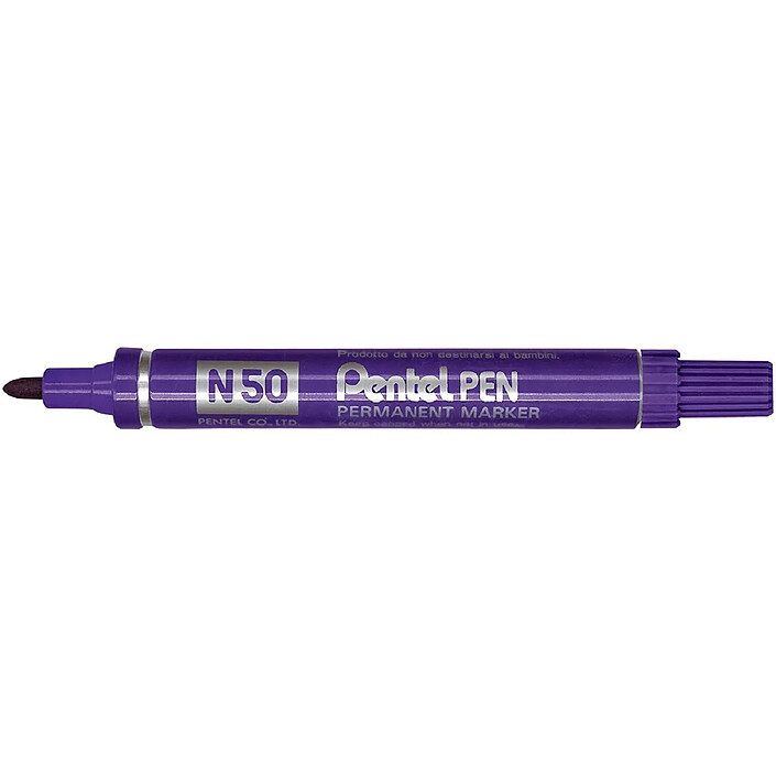 PENTEL Marqueur Permanent N50 Corps Aluminium Pointe ogive 2 mm Violet x 12