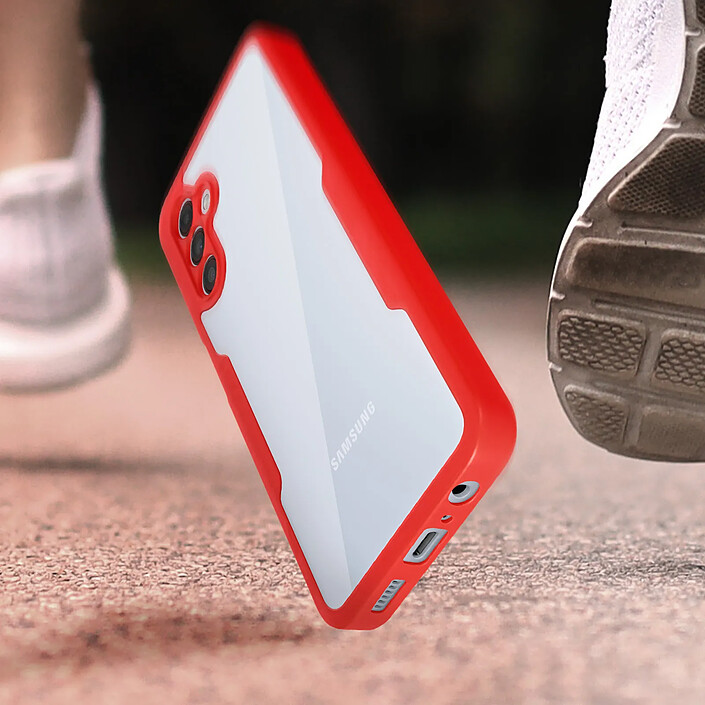 Acheter Avizar Coque Intégrale pour Galaxy A13 5G Antichoc Dos Rigide Contour en Silicone Rouge