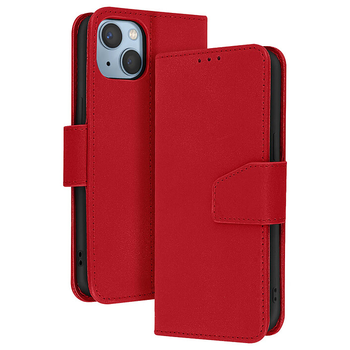 Avizar Étui Portefeuille pour iPhone 14 Plus en Cuir Premium avec Fonction Stand Rouge