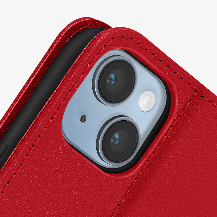 Acheter Avizar Étui Portefeuille pour iPhone 14 Plus en Cuir Premium avec Fonction Stand Rouge
