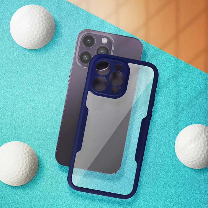 Avis Avizar Coque pour iPhone 14 Pro Antichoc Dos Plexiglas et Avant Polymère Contour bleu