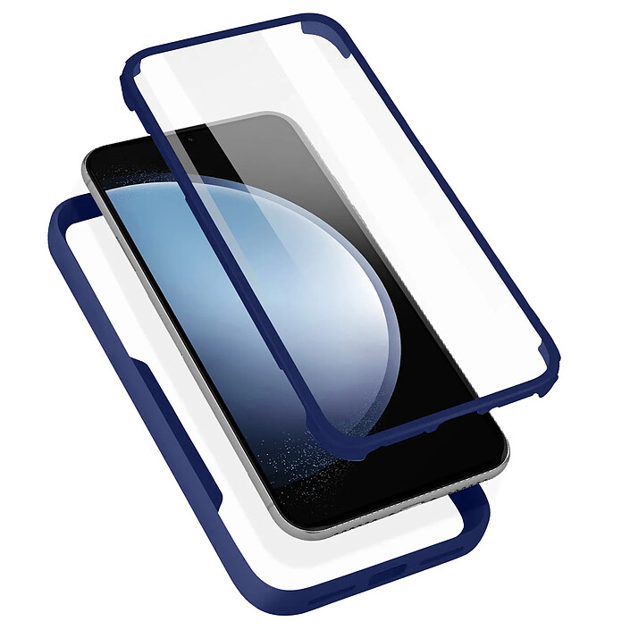 Avizar Coque pour iPhone 14 Pro Max Dos Plexiglas et Avant Polymère Contour bleu
