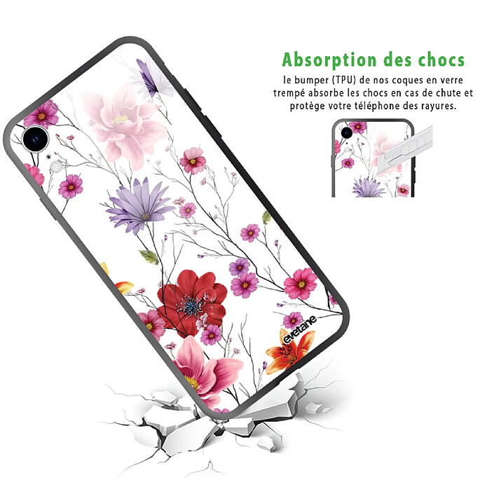 Avis Evetane Coque en verre trempé iPhone Xr Fleurs Multicolores .
