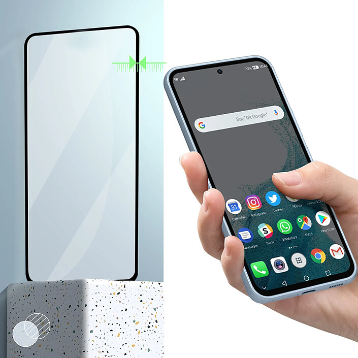 Avizar Film pour Samsung A54 5G Verre Trempé Dureté 9H Anti-traces Contour Noir pas cher