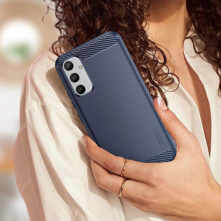 Acheter Avizar Coque pour Samsung A34 Renforcée Souple Carbone Effet Brossé Bleu