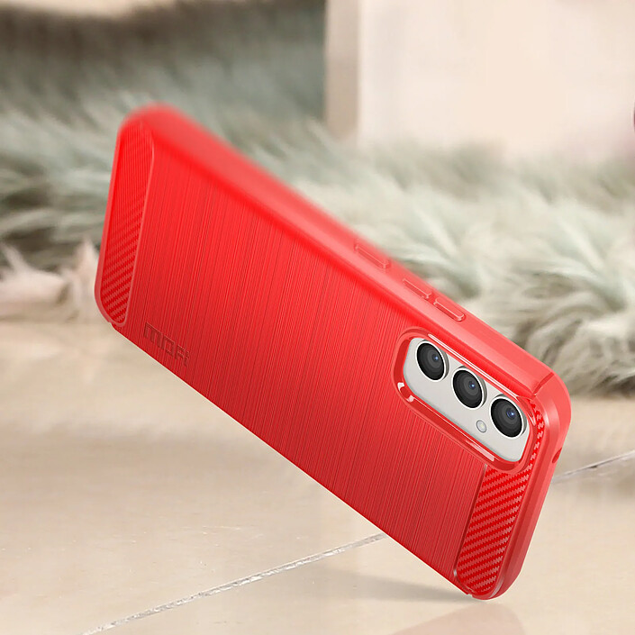 Avizar Coque pour Samsung Galaxy A34 5G Renforcée Souple Carbone Effet Brossé Rouge pas cher