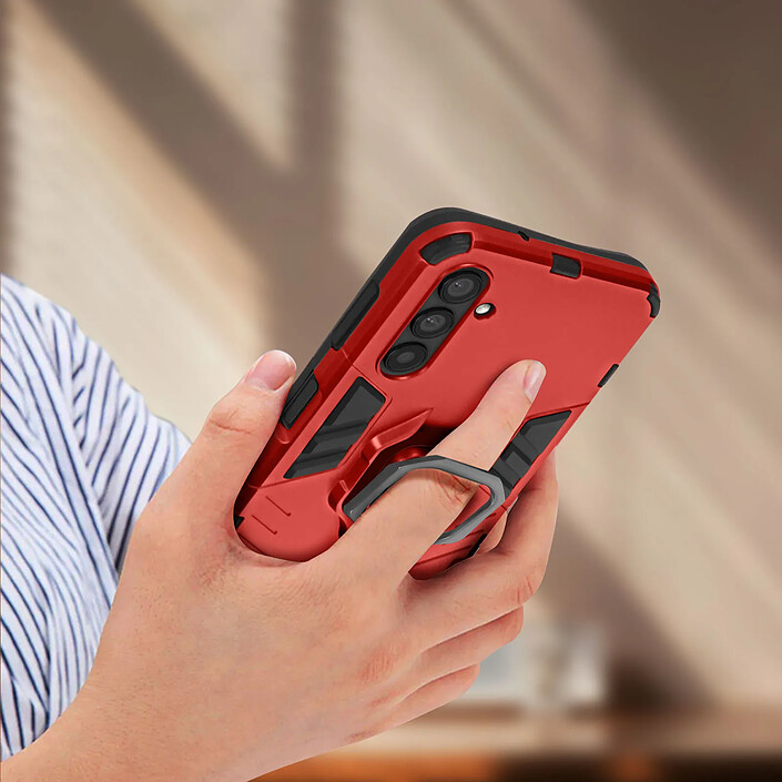 Avis Avizar Coque pour Samsung A14 4G et 5G Hybride Antichoc Bague Métallique Support rouge
