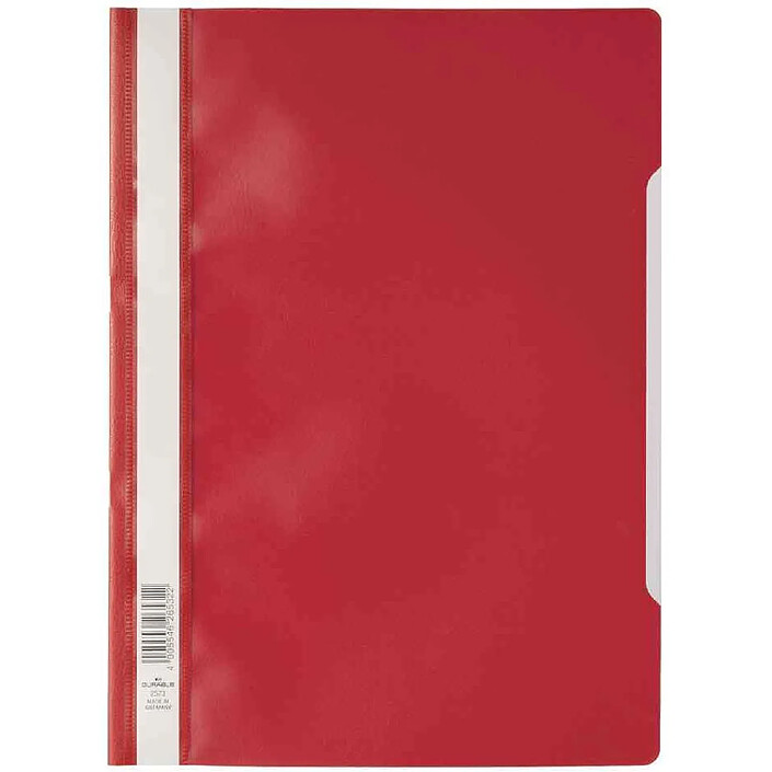 DURABLE pack de 50 chemises à lamelles, format A4, en film PP, rouge