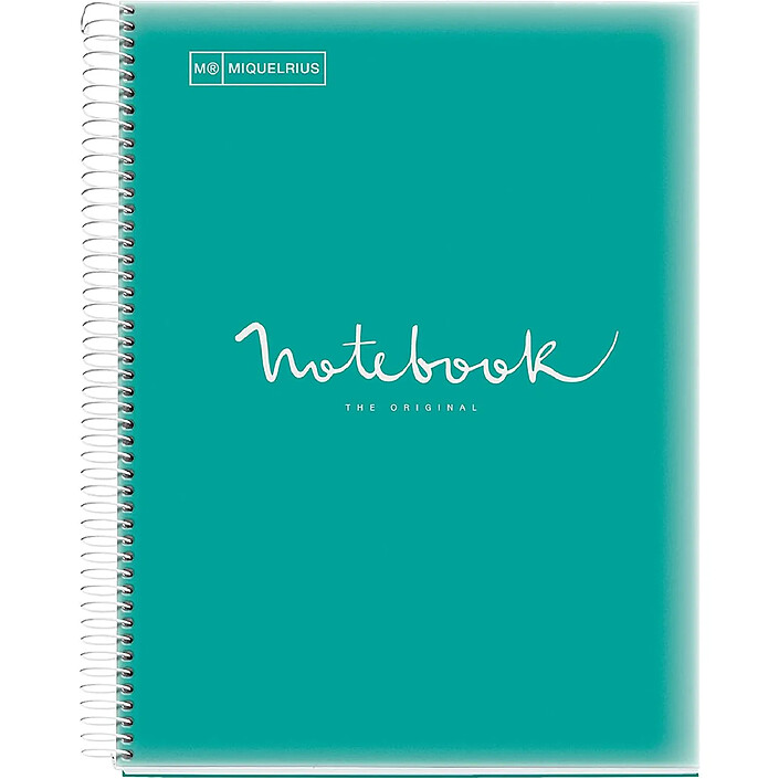 MIQUELRIUS Cahier A4 à Spirale Micro-perforé 80 Feuilles 90g Couv PP Turquoise