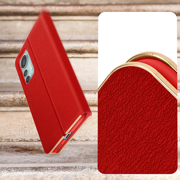 Avis Avizar Étui pour Xiaomi 12 Lite Porte-carte et Support vidéo Rouge et Doré