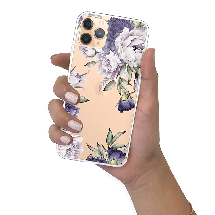 LaCoqueFrançaise Coque iPhone 11 Pro Max 360 intégrale transparente Motif Pivoines Violettes Tendance . pas cher
