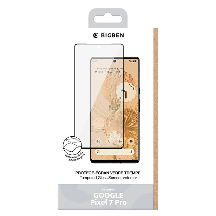 Avis BigBen Protection d'Écran pour Google Pixel 7 Pro en Verre Trempé 3D 9H Noir transparent