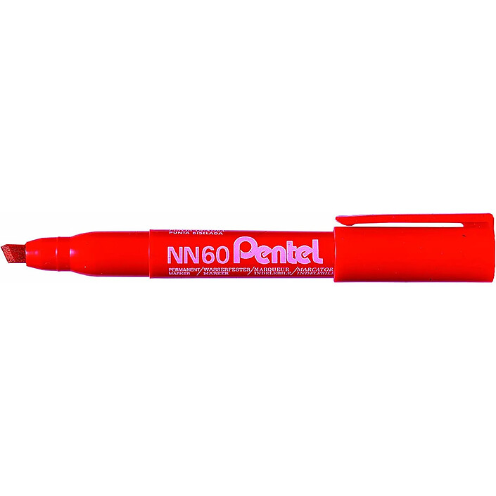 PENTEL Marqueur permanent Ecologique NN60 rouge, pointe bizeautée x 12