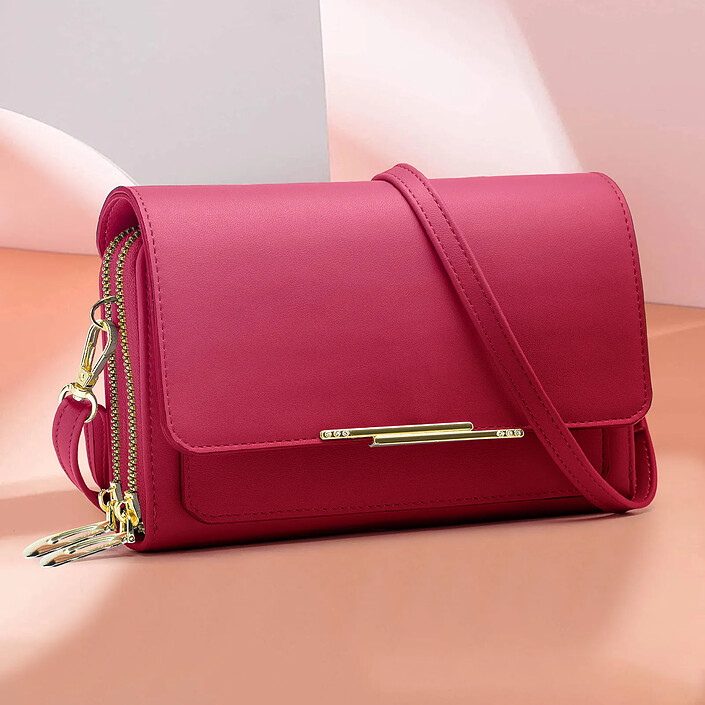 Avizar Sacoche Bandoulière Smartphone Simili cuir Multi-compartiments rose pas cher