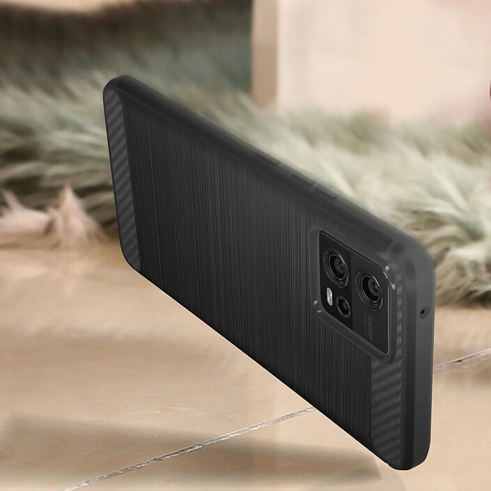 Avizar Coque pour Motorola Moto G72 Renforcée Souple Effet Carbone Brossé Noir pas cher