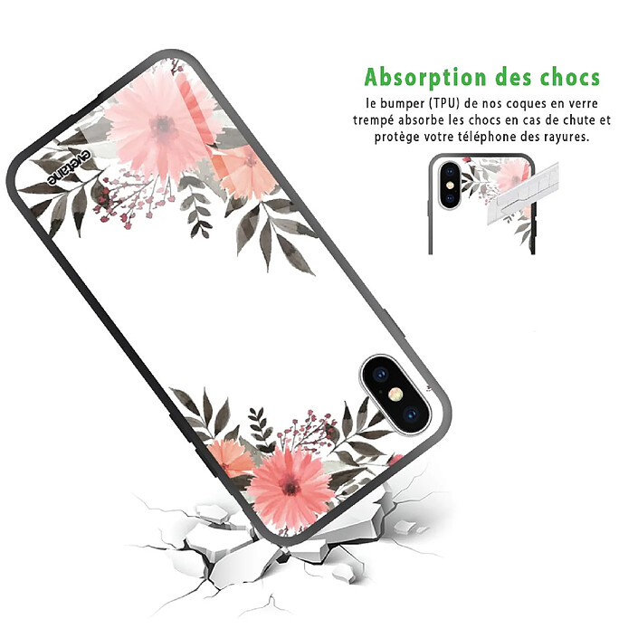 Avis Evetane Coque en verre trempé iPhone Xs Max Fleurs roses .