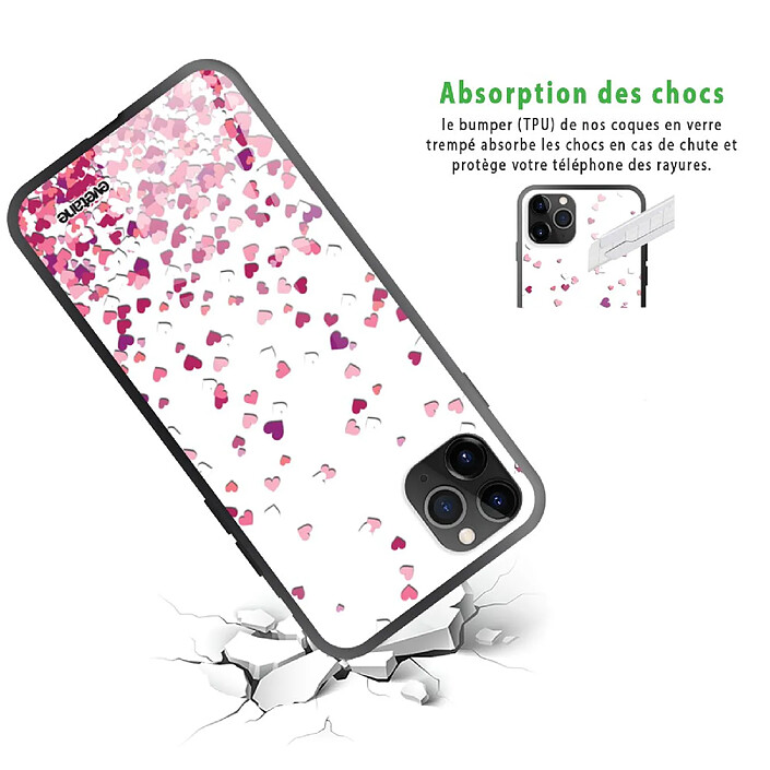 Avis Evetane Coque en verre trempé iPhone 11 Pro Confettis De Coeur .