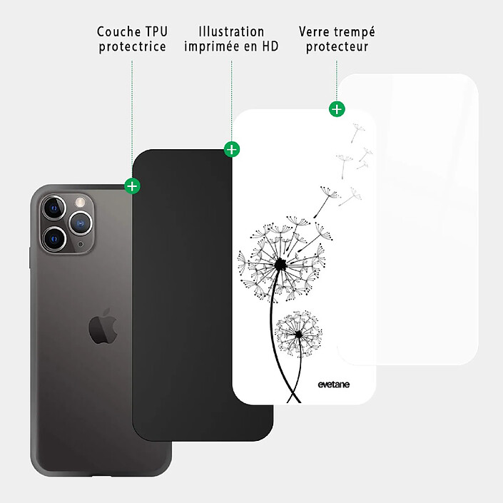 Acheter Evetane Coque en verre trempé iPhone 11 Pro Max Pissenlit .