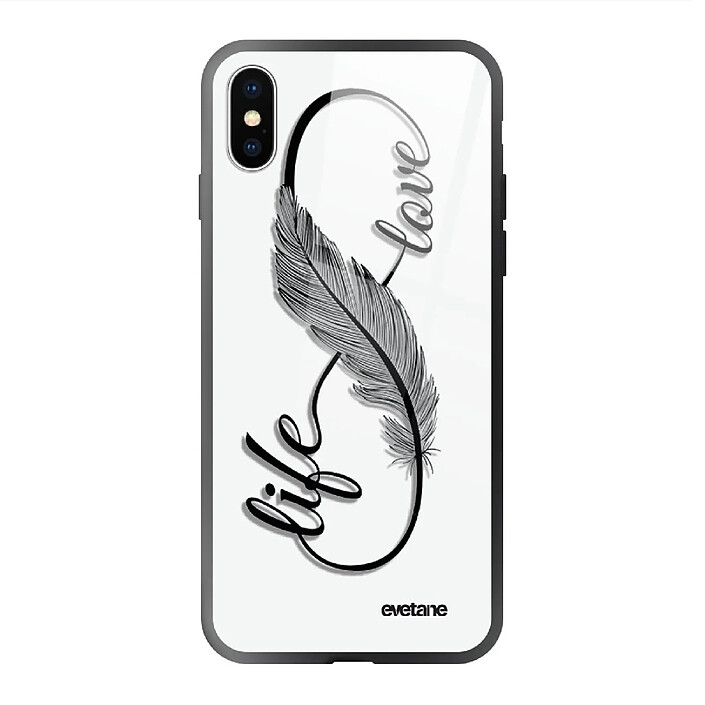 Evetane Coque en verre trempé iPhone Xs Max Love Life .