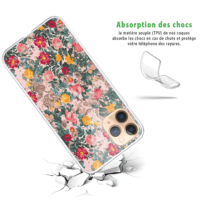 Avis LaCoqueFrançaise Coque iPhone 11 Pro 360 intégrale transparente Motif Fleurs Beige et Rose Tendance .