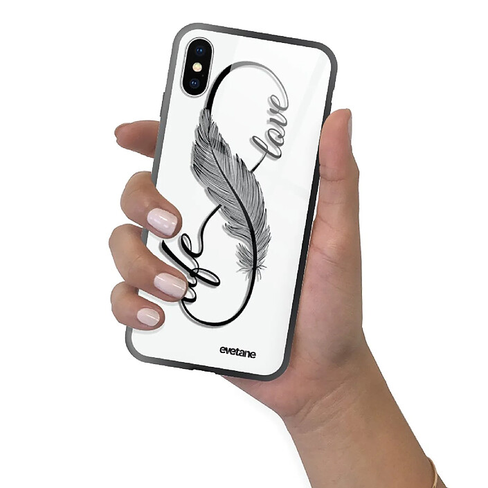 Evetane Coque en verre trempé iPhone Xs Max Love Life . pas cher